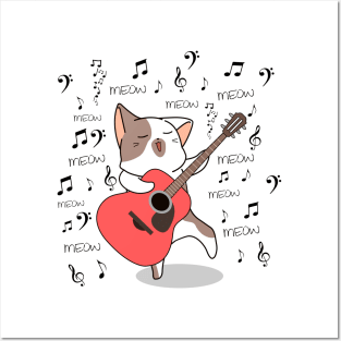 Singing cat, funny and cute design Posters and Art